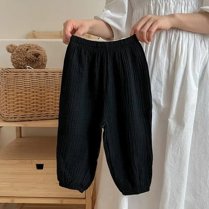 9m-6y Kids Clothing Summer Thin Solid Color Anti Mosquito Pants Baby Boys And Girls Loose Casual Trouser Simple Fashion Bloomers