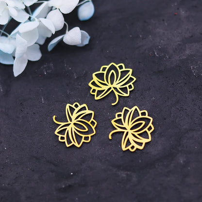 3pcs Lotus Flower Yoga Charm Stainless Steel Fashion Mini Mandala Pendant For Bracelet Necklace DIY Jewelry Making Wholesale