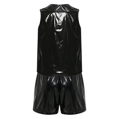 Mens Waterproof Sweat Tracksuit Tank Tops And Sides Buttons Boxer Shorts Two Pieces Outfit Special Needs Adaptive Clothing