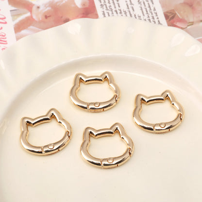 1pc/bag Alloy Spring Clasps Colorful Cute Cat Shape Spring Ring Carabiner Clips For DIY Keyring Lanyard Keychain Making Findings