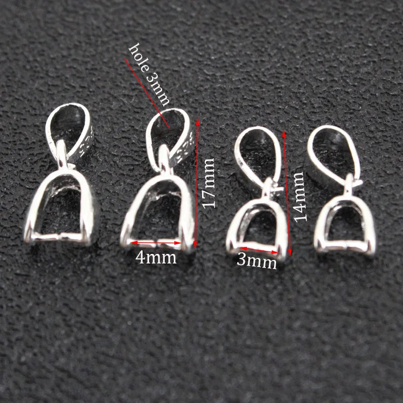 10Pcs 925 Stering Silver Plated Copper Pendant Pinch Bail Clasps Necklace Hooks Clips Connectors DIY Jewelry Making Accessories
