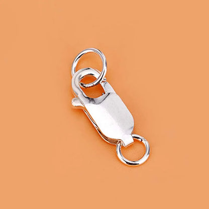 Genuine Real Pure Solid 925 Sterling Silver Lobster Clasp Hook Claw Buckle With Double Sealed Ring Connector Jewelry Findings