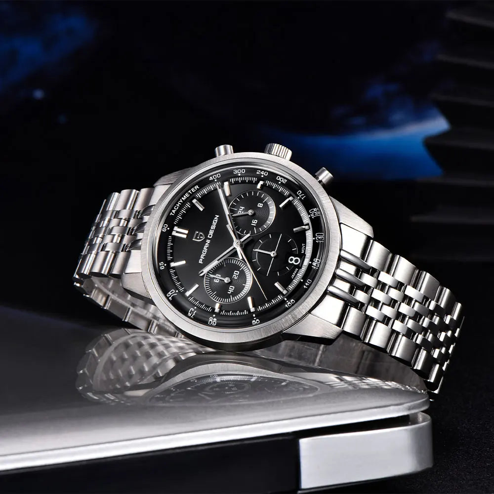 PAGANI DESIGN Men Quartz Watch VK63 Chronograph Stainless Steel Mens Wristwatch Top Brand Sapphire Glass Business Watch Man Gift