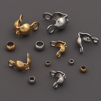 40-200pcs Stainless Steel Connector Clasp Crimp End Beads Jewelry Kit DIY Bracelet Necklace Jewelry Making Findings Accessories