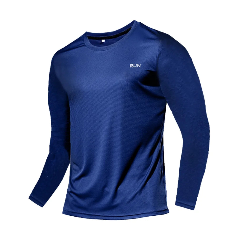 Sports Casual Crew Neck Long-Sleeve Top Breathable Running Training Fitness Shirt for Daily Outdoor Wear