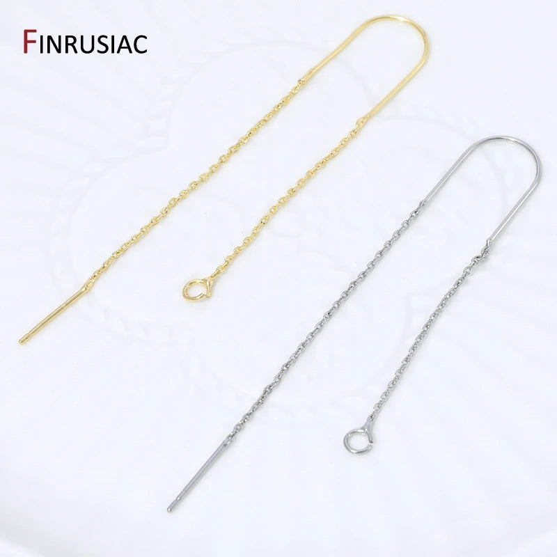 18K Gold Plated Brass Long Tassel Chain Drop Sticker Dangle Earrings Ear Line,Ear Wire Earrings Findings,DIY Jewelry Accessories
