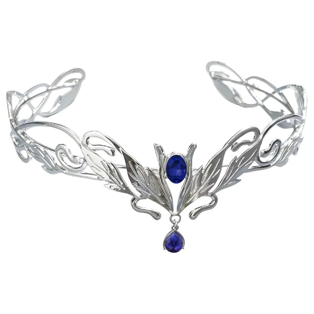 Vintage King Round Elves Crown Elegant Baroque Princess Diadems Leaf Leaves Forehead Alloy Rhinestone Headdress Wedding Ceremony
