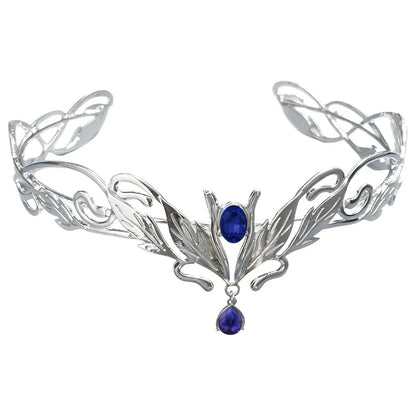 Vintage King Round Elves Crown Elegant Baroque Princess Diadems Leaf Leaves Forehead Alloy Rhinestone Headdress Wedding Ceremony