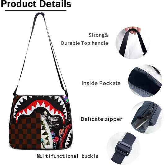 1/2/3/4/5PCS Trendy Shark Graphic Backpack Set | Perfect for School & Daily Adventures