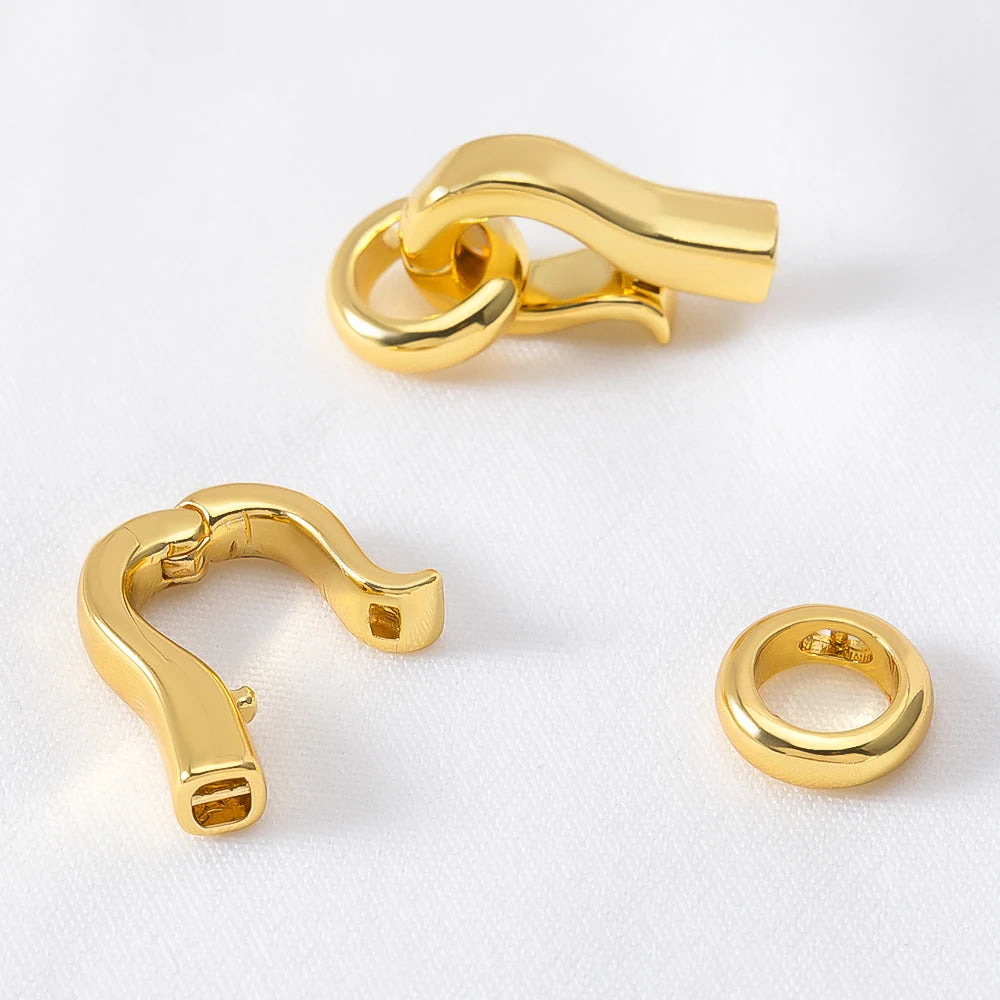 2pcs 4pcs 18K Gold Plated Brass Hook Clasp End Connector For DIY Handmade Beaded Bracelet Spring Clasp Jewelry Making Findings