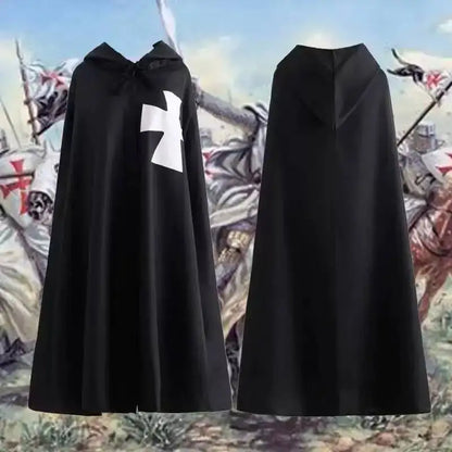 Medieval S-4XL Crusader Mens Knights Templar Tunic Cosplay Costumes Renaissance Halloween Surcoat Warrior Black Plague Cloak Top