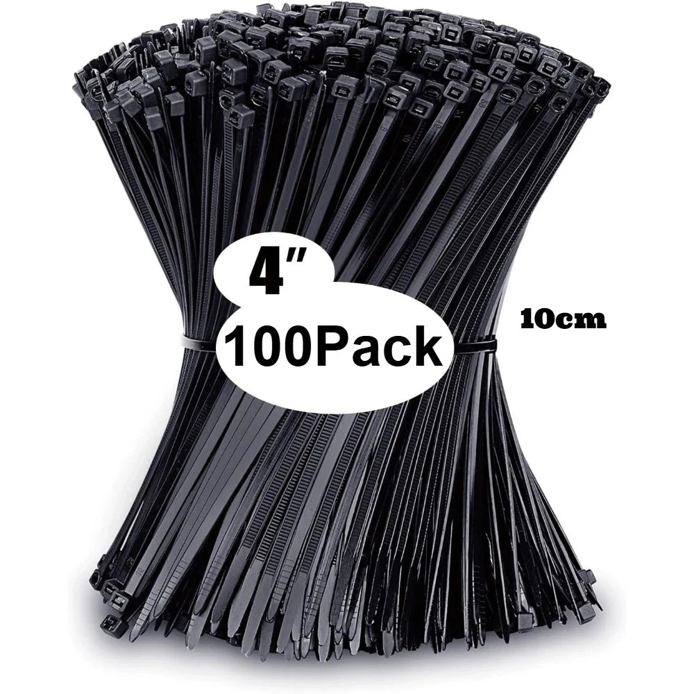 Zip Ties Assorted Sizes(4”+6”+8”+12”), 100/400 Pack Black Cable Ties UV Resistant Wire Ties