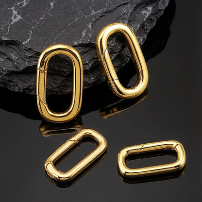 2pcs 18K Gold Plated Filled Oval Carabiner Necklace Clasps Spring Ring Pearl Enhancer Connector for DIY Jewelry Bracelet Making