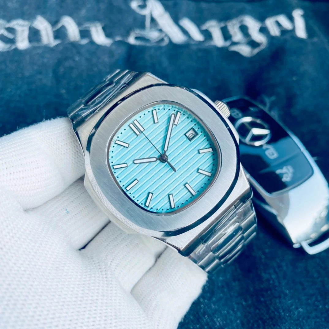 Customized Logo/Name Premium Luxury Men Automatic Mechanical Watches Special Bezel Shape Luminous Dial Stainless Steel Strap