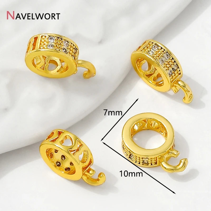14K Gold Plated Inlaid Zircon Round Pendant Pinch Bail, Pendant Bail Connector For Necklace Making Accessories,Jewelry Materials