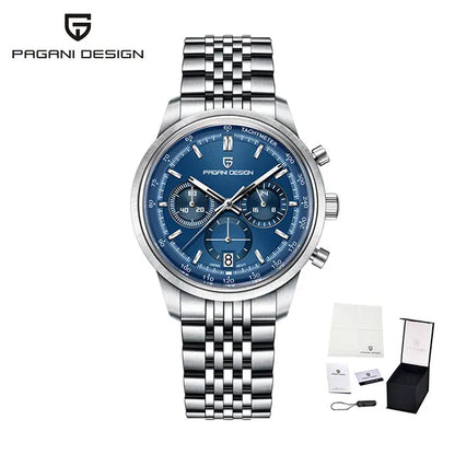 PAGANI DESIGN Men Quartz Watch VK63 Chronograph Stainless Steel Mens Wristwatch Top Brand Sapphire Glass Business Watch Man Gift