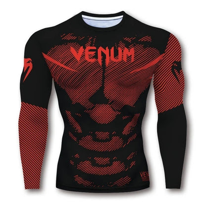 Men's Tight Long-Sleeve Sports Shirt with Dragon Print Breathable Stretch Fabric for MMA Fitness Training Daily Wear