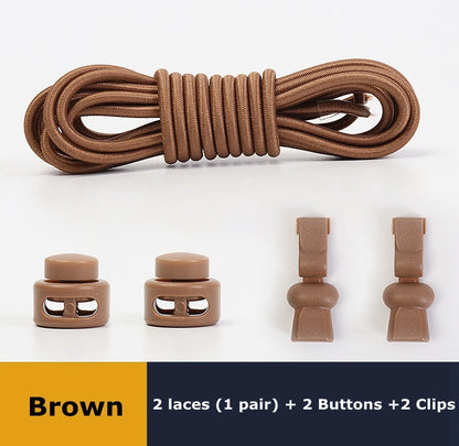 No tie shoelaces Round Elastic Shoelace Plastic snap lock Suitable for all shoes Adult children walking sports Lazy laces 1 pair