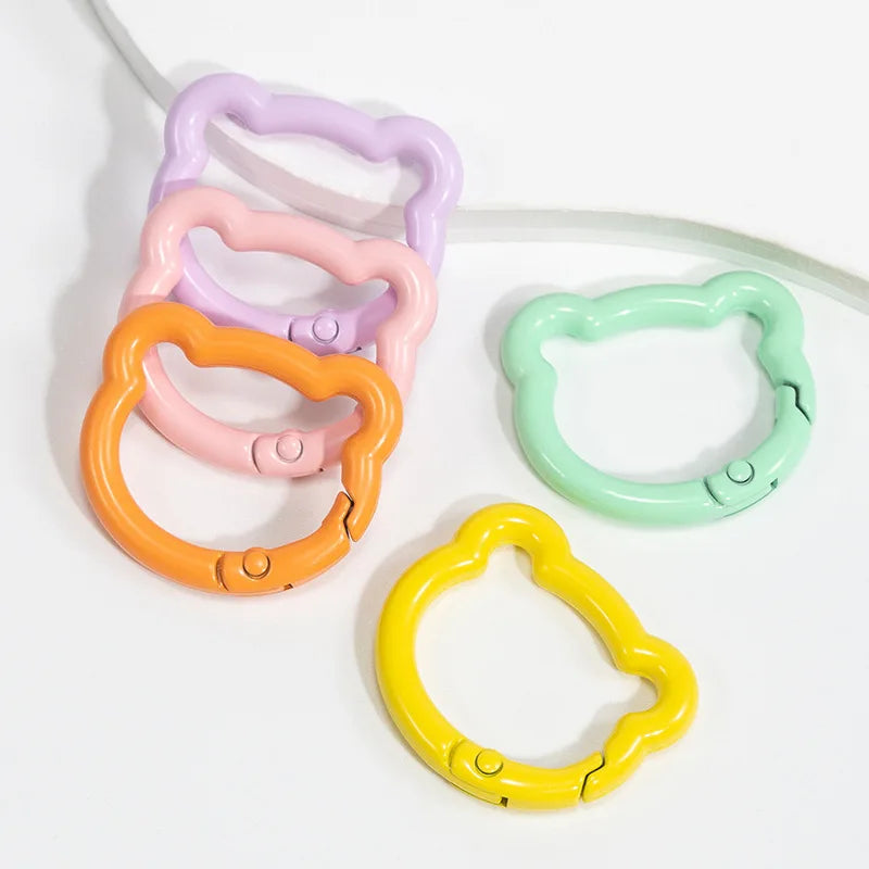 5pcs Cute Heart Cat Keychain Rings Carabiner Clip Key Chain Hooks for DIY Keys Buckle Bags Purses Replacement Lanyard DIY Crafts