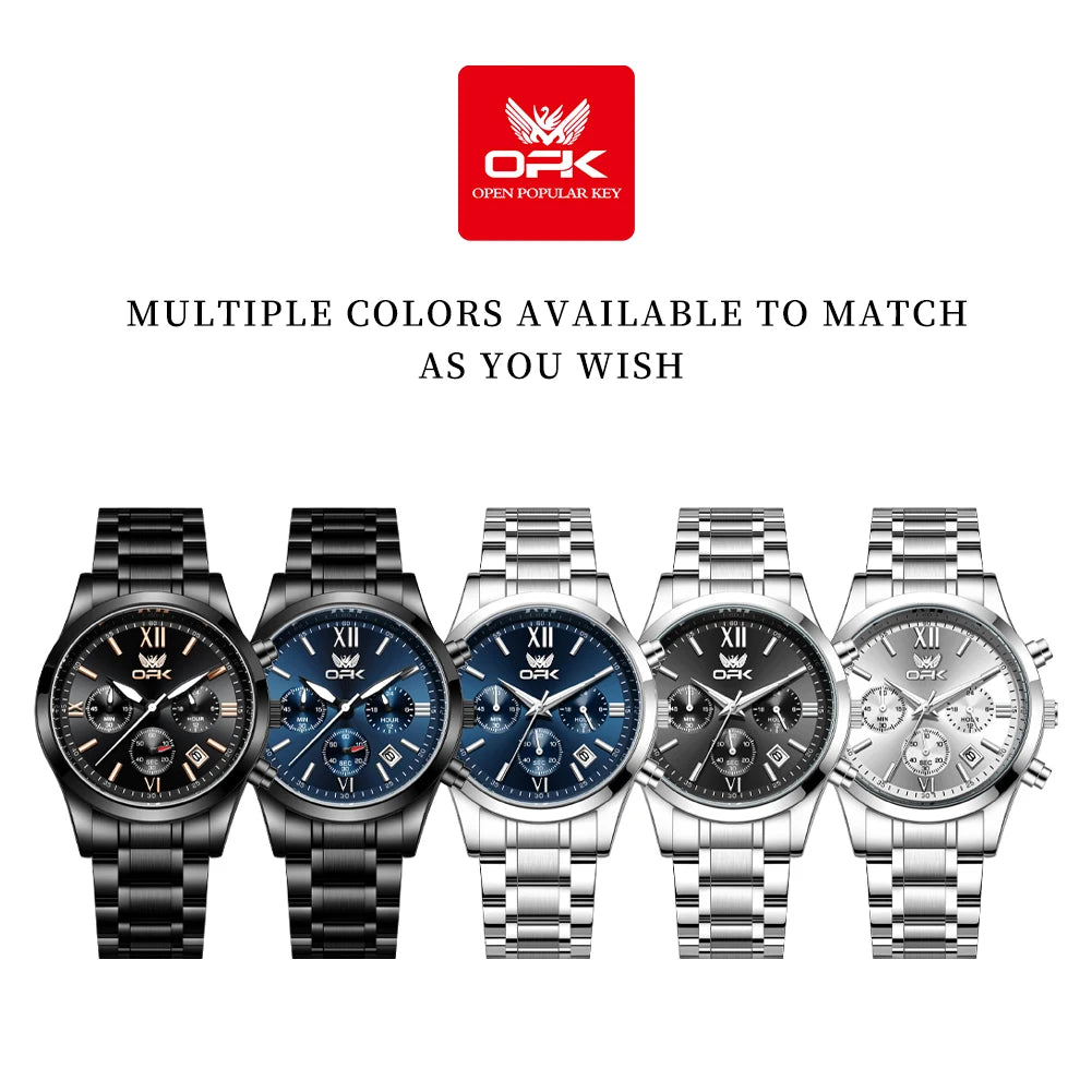 OPK 6052 Mens Watch Automatic Date Stainless steel Band High Quality Men's Watches