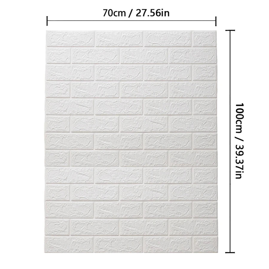 3D Self-Adhesive Wallpaper 70cm*1/5/10m Waterproof Brick Wall Stickers Living Room Bedroom Children's Room Home Decoration