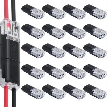 20/50/100 Pack of H2 2-Pin Pluggable Wire Connectors, Nylon Insulated Copper Quick-Connect Terminal Blocks, Suitable for Low-Voltage Cables, No Power Mode Required, No Electronic Components