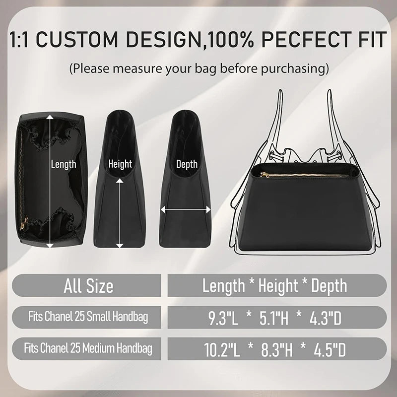 Nylon Bag Organizer Insert For 25bag  Durable Fashion Wateproof Gift Bag Support Storage Inner Modification Bag Accessories