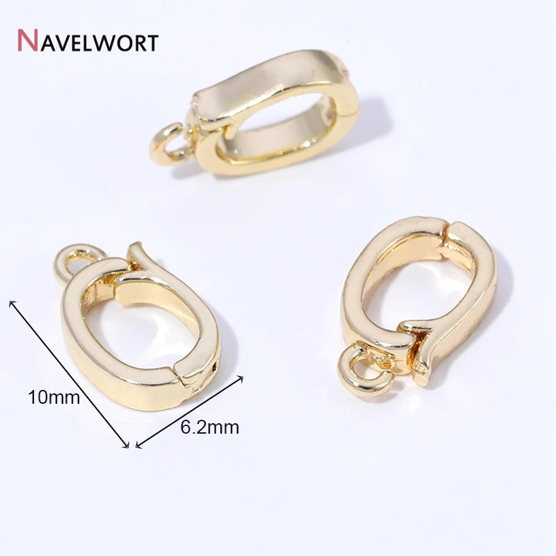 14K/18K Gold Plated Brass Metal Hinged Necklace Enhancer For Necklace Making Accessories Pendant Bail Clasps Jewelry Materials