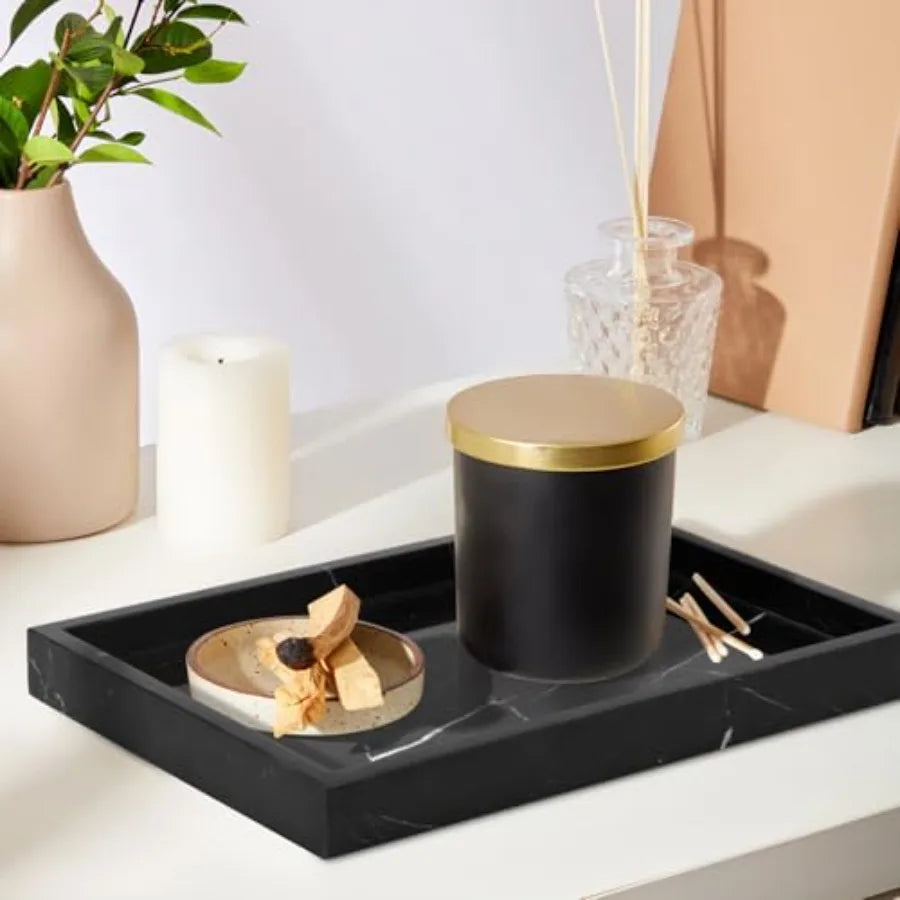 Marble Bathroom Vanity Tray, Natural Luxury Vanity Home Kitchen Bathroom Table Tray, Stone Decorative Countertop Dresser Trays