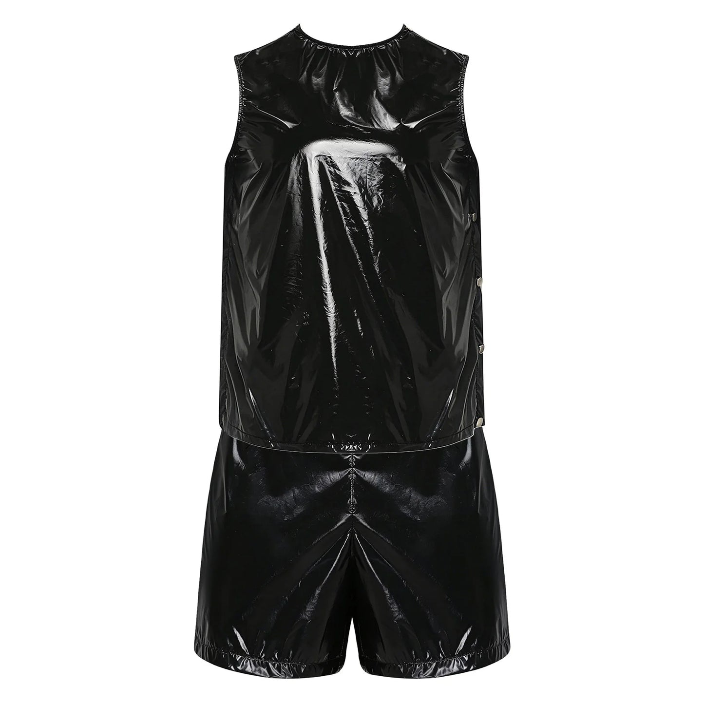 Mens Waterproof Sweat Tracksuit Tank Tops And Sides Buttons Boxer Shorts Two Pieces Outfit Special Needs Adaptive Clothing