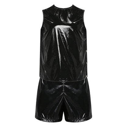 Mens Waterproof Sweat Tracksuit Tank Tops And Sides Buttons Boxer Shorts Two Pieces Outfit Special Needs Adaptive Clothing
