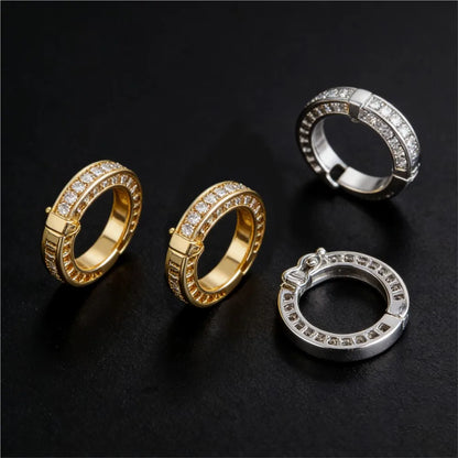 2pcs Round Connector Buckles Pearl Clasps Fasteners With Zircon Keyrings  For DIY Bracelet Necklace Keychain Making Accessories