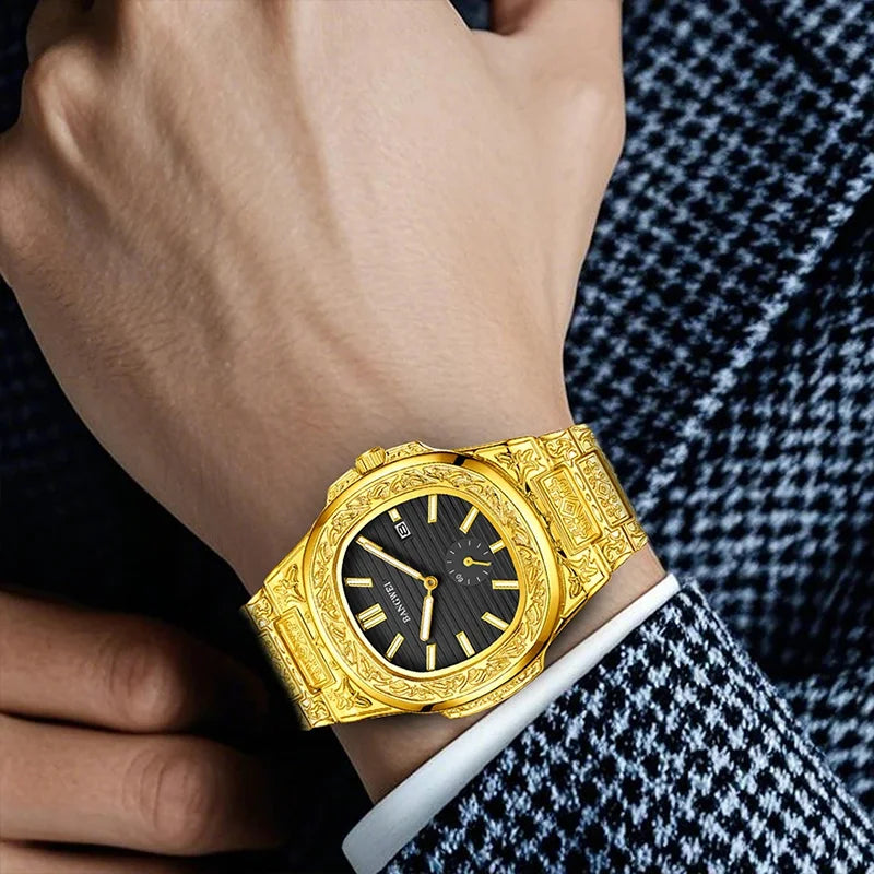 BANGWEI Men's Watch Classic Business Men Wristwatch Square Dial Date Waterproof Male's Quartz Watch Luminous Clock Reloj Hombre