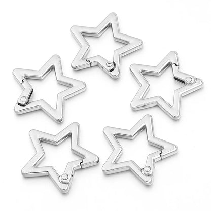 5pcs/lot Alloy Hollow Star Shaped Spring Clasp Carabiner Keychain Bag Clip Hook Dog Chain Buckle Connector DIY Jewelry Making