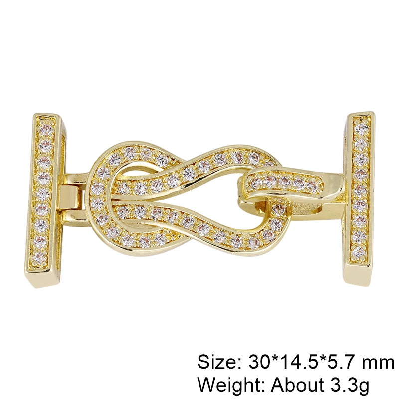 Juya DIY Copper 18K Gold Plated Pendant Connector Fastener Buttob Lock Clasps For Needlework Natural Stone Pearls Jewelry Making