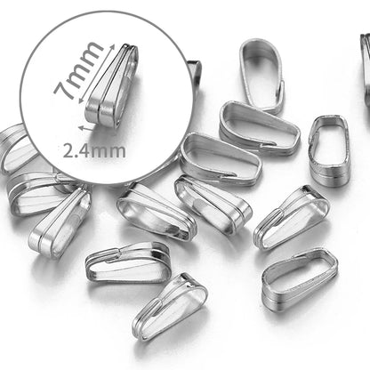 50pcs Stainless Steel Buckle Clasp Connectors for Pendants Charm Clip Pinch Bail Clasp Necklace DIY Jewelry Making Accessories