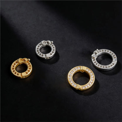 2pcs Round Connector Buckles Pearl Clasps Fasteners With Zircon Keyrings  For DIY Bracelet Necklace Keychain Making Accessories