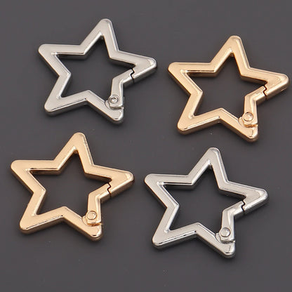 5pcs/lot Alloy Hollow Star Shaped Spring Clasp Carabiner Keychain Bag Clip Hook Dog Chain Buckle Connector DIY Jewelry Making