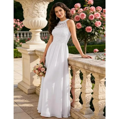 Wedtrend Women's Formal Dress, Halter Long Prom Dress Floral Lace Bridesmaid Dresses