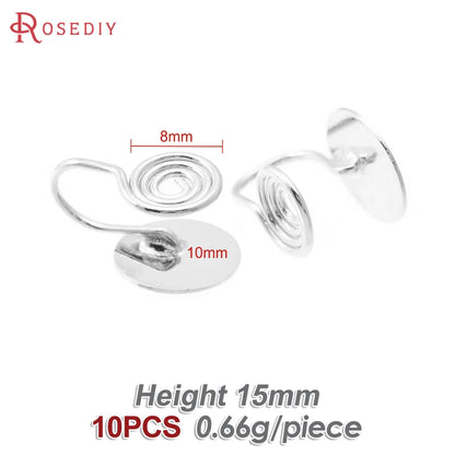10PCS 4MM~14MM 18K Gold Color Brass with Trays Bezels Settings Earrings Clips High Quality Diy Women's Earrings Jewelry Making