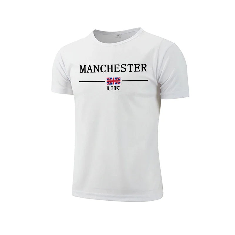 Mens T-shirt Print Casual Fitness Exercise Tops Daily Jogging Marathon Clothing Summer Quick-Drying Mesh Tees Cycling Sportswear
