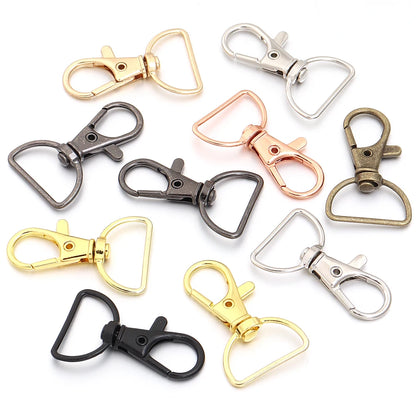 10pcs/lot Metal Swivel Clasps With D Rings Lanyard Snap Hooks Key Chain Clip Hook Lobster Claw Clasp For Keychain Jewelry Making