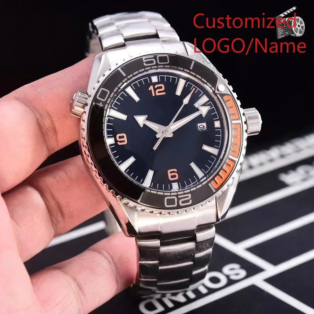 A11 Store Customized Watch  Men Case Relogio Masculino Mechanical Watch Ocean Universe Steel Black Blue Ceramic