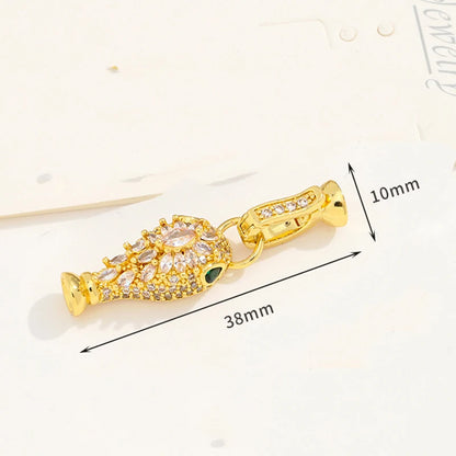 Juya 18K Gold Plated Decorative Sector Fastener Connector Lock Clasps Accessories For DIY Needlework Beads Pearls Jewelry Making