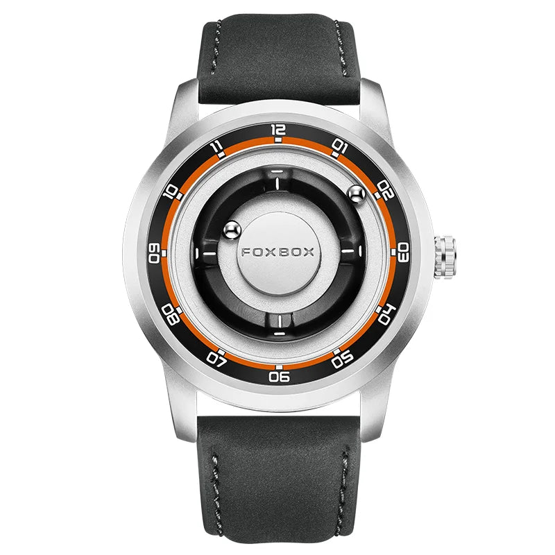 LIGE FOXBOX Fashion Man Magnetic Watch Unique Dial Business Stainless Casual Srolling Bead Waterproof Quartz Men's Watches Gifts