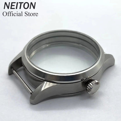 NEITON 42mm Manual Watch Case See-through Back Fit ETA 6497 6498 ST3600 3602 Bronzed/PVD Black