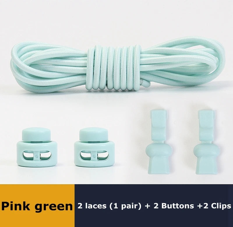 No tie shoelaces Round Elastic Shoelace Plastic snap lock Suitable for all shoes Adult children walking sports Lazy laces 1 pair