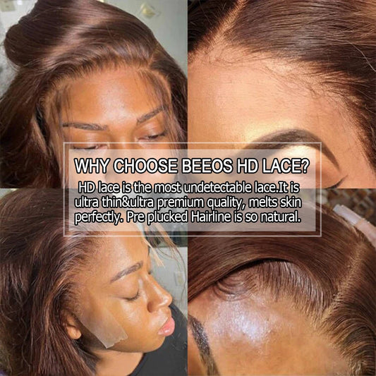 Ultra Fitted Dark Brown 13X6 HD Transparent Lace Full Frontal Wigs Human Hair Water Wave Colored Curly Wigs 100% Human Hair Remy