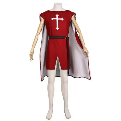 Medieval S-4XL Crusader Mens Knights Templar Tunic Cosplay Costumes Renaissance Halloween Surcoat Warrior Black Plague Cloak Top
