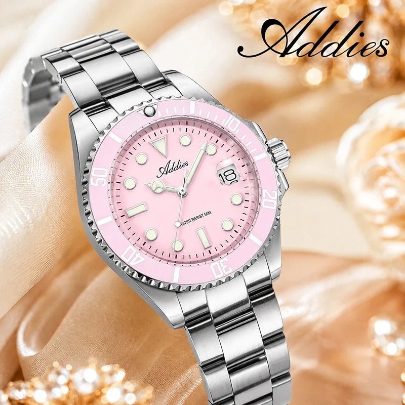 ADDIES 36mm 50m Waterproof Women's Watches Famous Brand Stainless Steel Quartz Woman Watch BGW9/C3 Super Luminous Watch Gift New